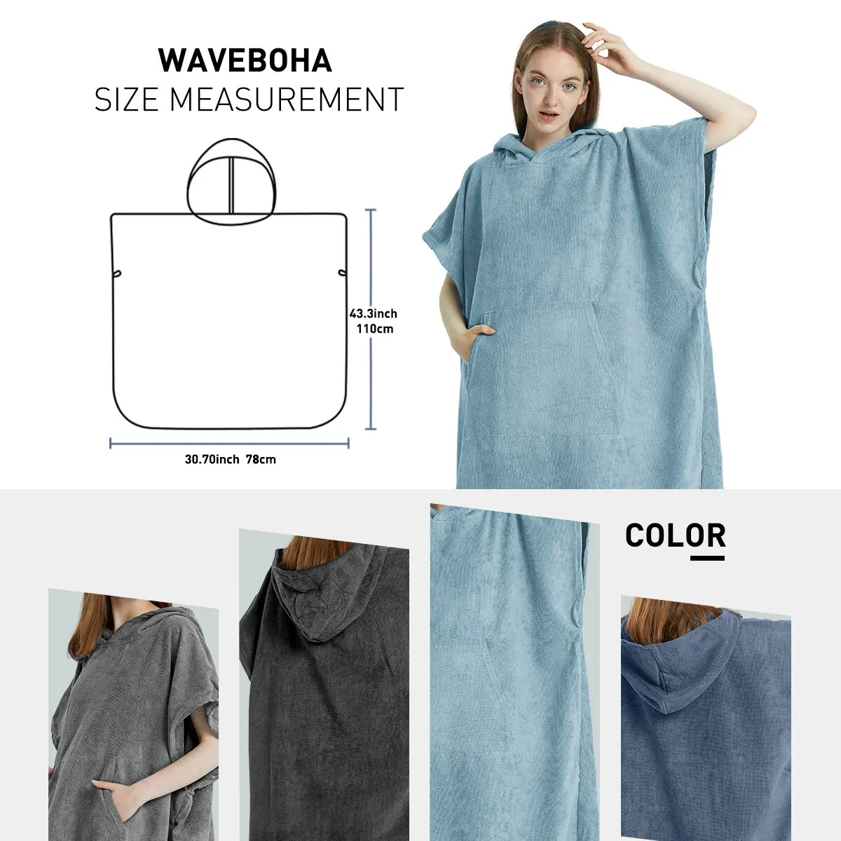 Poncho da Surf asciugamano Poncho asciugamano ad asciugatura rapida felpa con cappuccio in microfibra Beach Robe cambio Poncho asciugamano da bagno Poncho da spiaggia per adulti