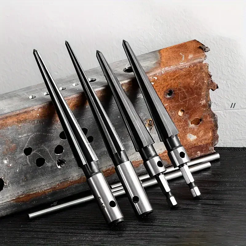 Conjunto de cone hexagonal de aço de alto carbono-cortadores de cone portáteis para madeira, metal e plástico-accesso de ferramenta de chanfradura de broca compatível