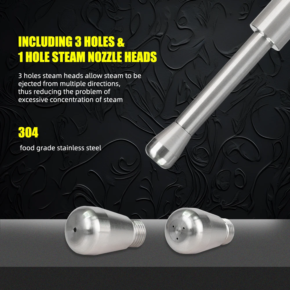 Coffee Maker Steam Nozzle Steam Wand Nozzle Stainless Steel Multiple Holes Tip Milk Foam Spout Compatible With Delonghi EC685