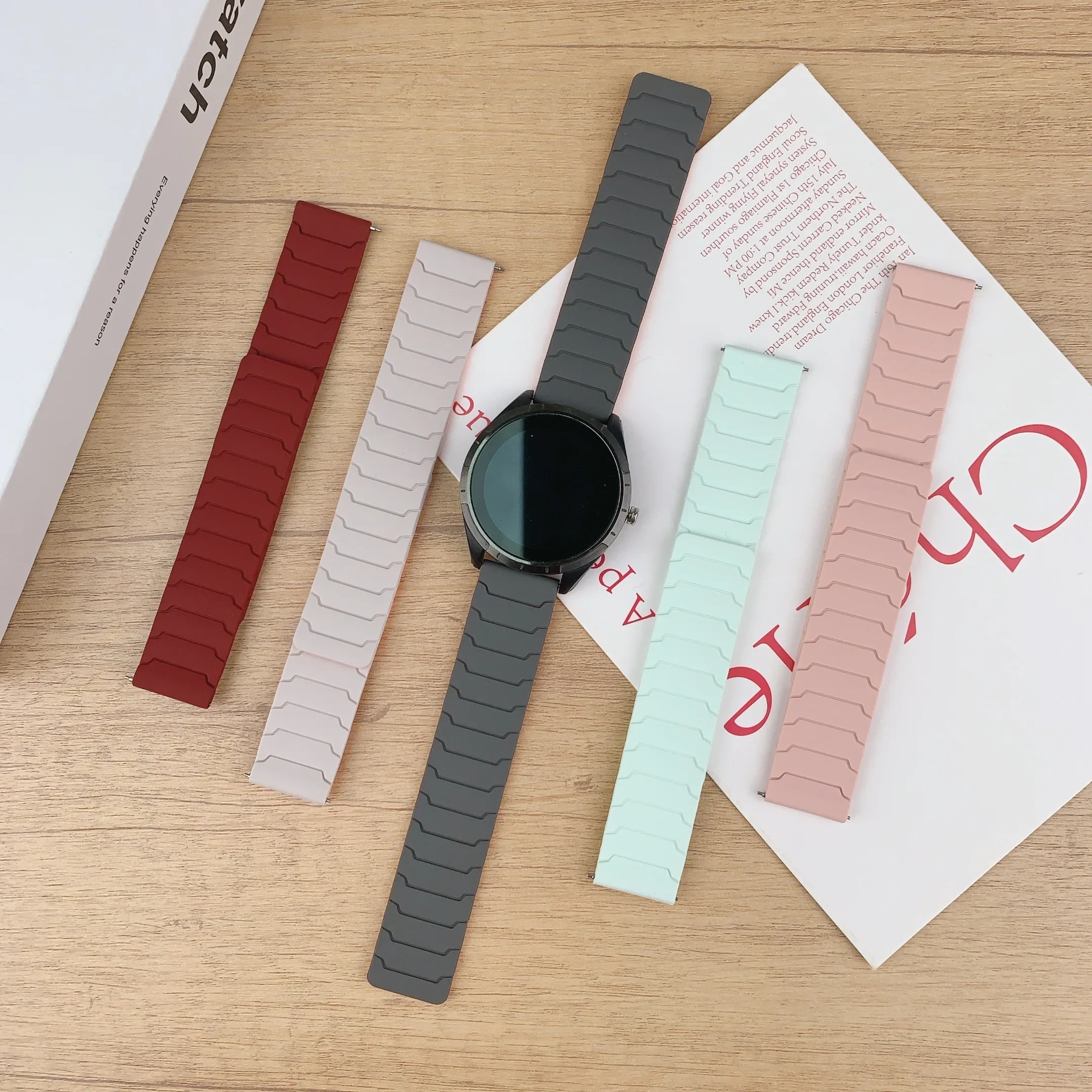 삼성 갤럭시 시계 7/6/5 액티브 2 amazfit 팔찌 화웨이 시계 GT 2e 3 밴드 용 20mm 22mm 18mm 실리콘 마그네틱 루프 스트랩