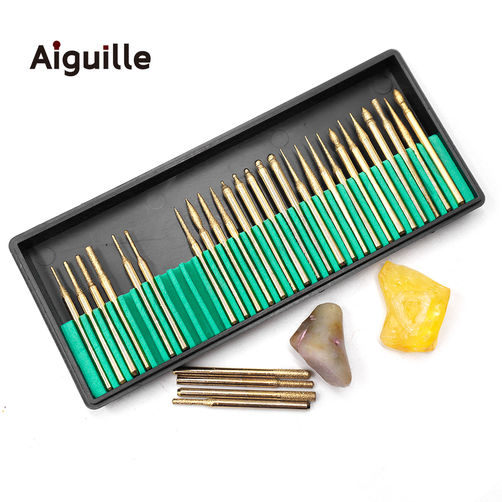 30pcs grit#120 3mmx 3mm Diamond Grinding Burr Diamond Grinding Point grinding trimming polishing points dremel Bits