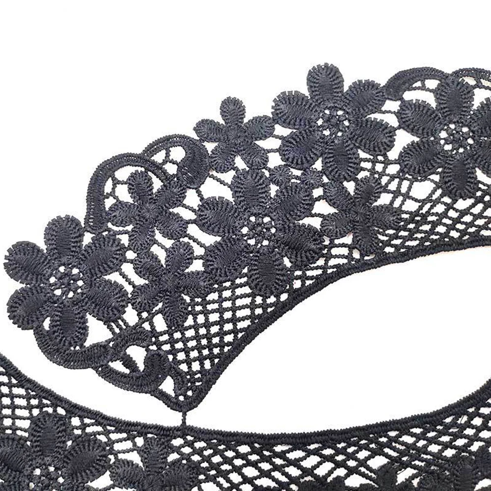 女性のための取り外し可能なレースの偽の襟、ブラウスのシャツ、falseの刺繍が施されたアップリケ、ネックラインの縫製、白と黒
