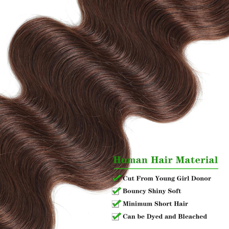 สีน้ําตาลการรวมกลุ่มผมมนุษย์ Body Wave ช็อกโกแลตสีน้ําตาลบราซิลผมมนุษย์สาน Extension สําหรับผู้หญิงสีดําสี # 4