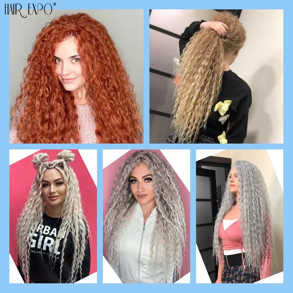 22" Ariel Curl Häkelhaar Synthetische Tiefe Welle Geflecht Haarverlängerung Ombre Ariel Curl Haar Weiche Wasserwelle Twist Haar Blond Rosa