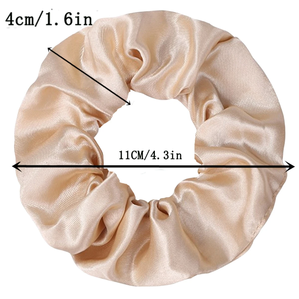 Set da donna semplice e atmosferico quotidiano con scrunchie grande in raso di colore puro da 6 pezzi