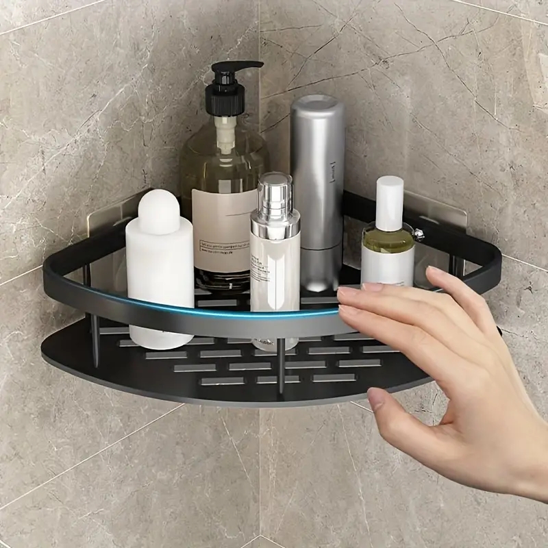 Bathroom Shelf Kitchen Storage Organizer Aluminum Alloy Shampoo Rack Shower Shelf Bathroom Accessories No Drill Shelf