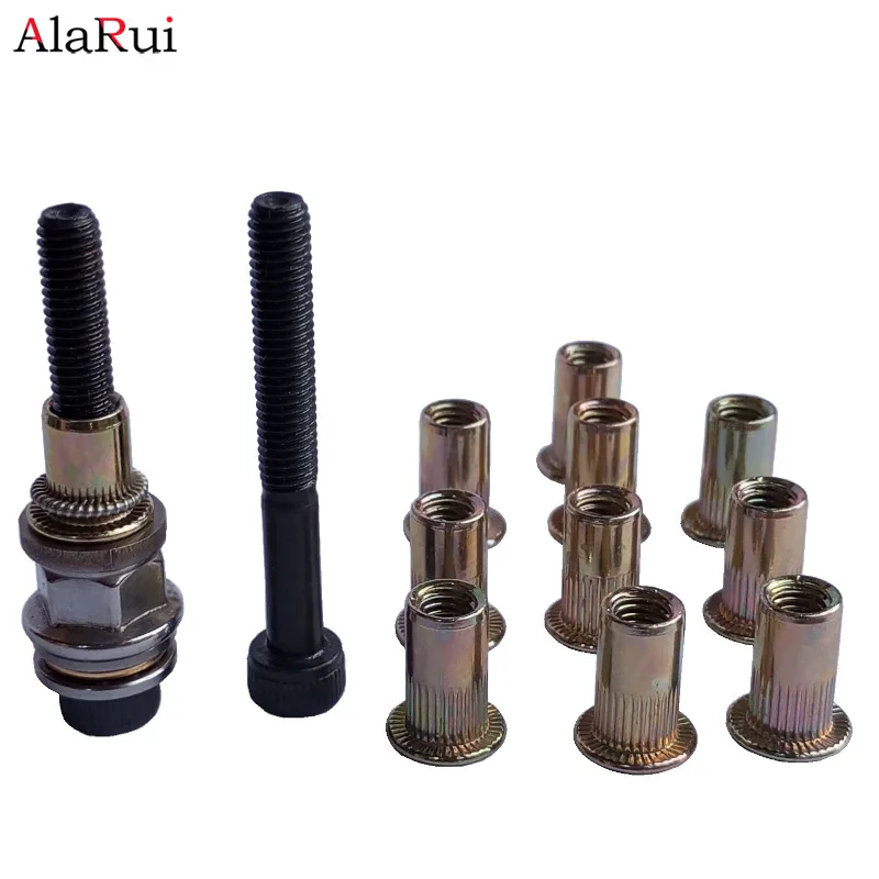 AlaRui Mini Rivet Nut Guns M5 L Wrench Drill Riveting Carbon Steel Column Nut Fixed Bicycle Cup Holder lock cylinder screw Tool