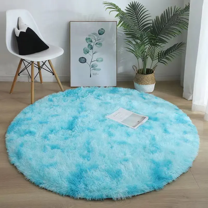 Nordic living room carpet, plush silk, circular floor mat, hanging basket, computer chair mat,living room solid color carpet mat