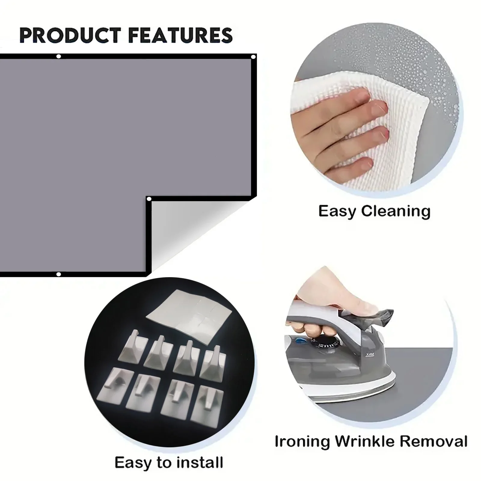 2025 High Brightness Portable Projection Screen Anti-Light Projector Curtain Metal Reflective Cloth Fabric 10-130 inch For HY300