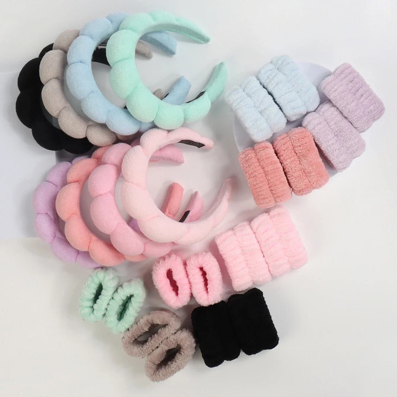 3Pcs 세트 여성용 세탁 및 헤어 액세서리 세탁 및 목욕 클라우드 스폰지 헤어 밴드 메이크업 및 메이크업 제거 머리띠
