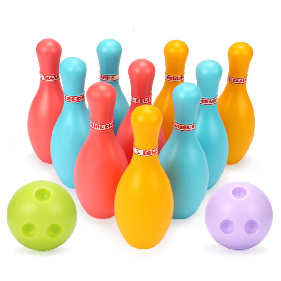 1Set Indoor Bowling Spiel 10 stücke 11,5 cm Sticks mit 2 stücke 6 cm Ball Lustige Boden ball Spiele Party Interaktive Sport Spiele