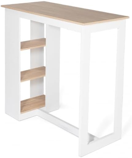 Mesa de bar Barth de 2 a 4 personas calada madera blanca y bandeja de haya