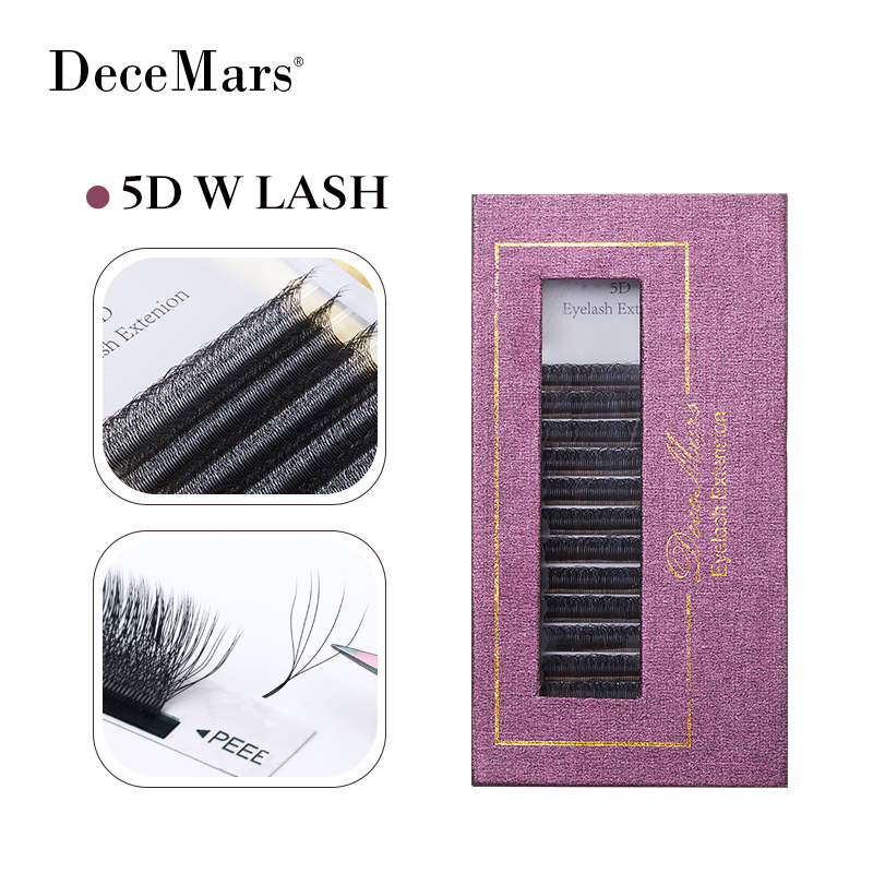 DeceMars 5D - Extensión de pestañas en forma de W (12 líneas/bandeja) para maquillaje