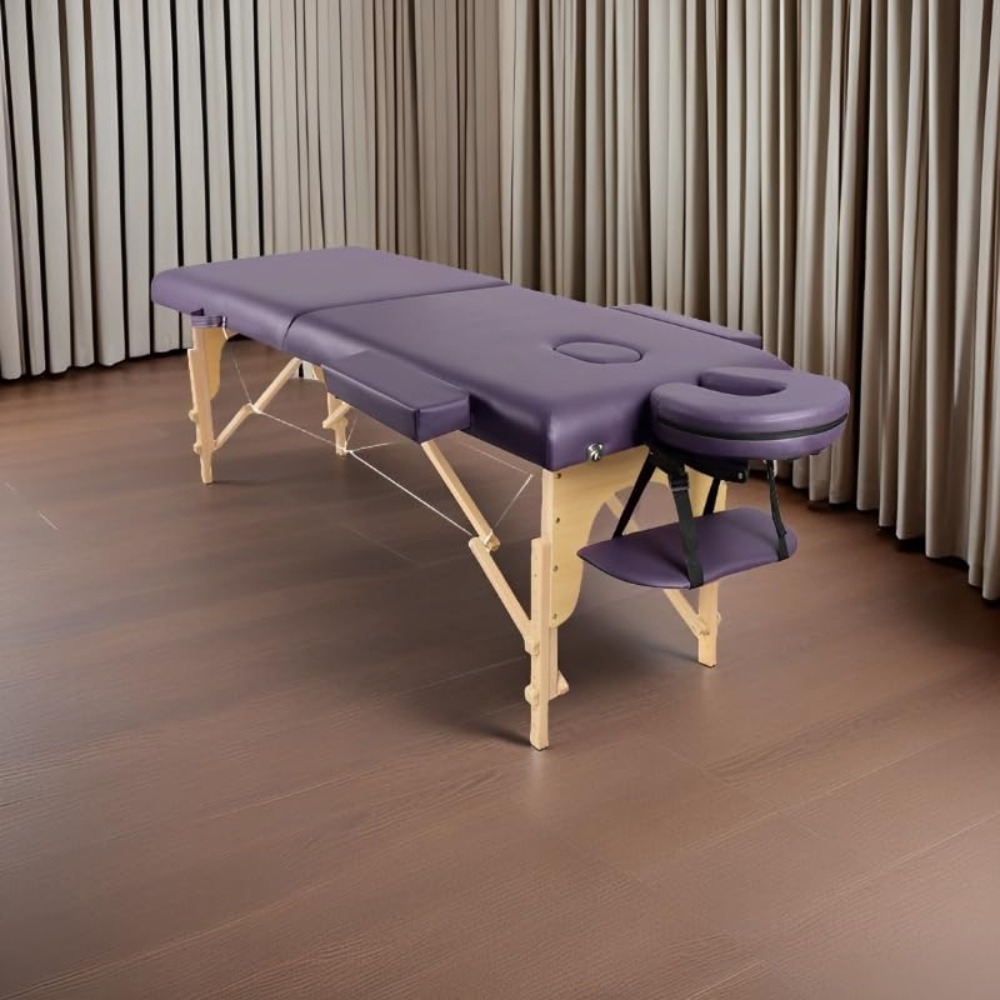Mesa de masaje plegable, 2 zonas de madera, para fisioterapia y tatuajes