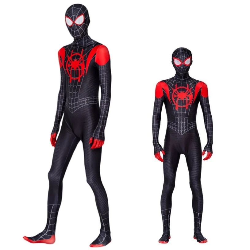 Disfraz de superhéroe Spiderman Miles Morales, monos, Spider Man, Halloween, mono para niños y adultos, abrigo, vestido de fiesta, regalo