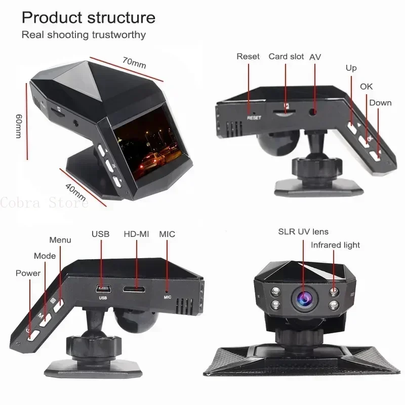 4k HD Car DVR Dash Cam 1080P videoregistratore gratuito 256G memory card regalo 170 angolo visione notturna registratori per auto registrazione del ciclo Dash