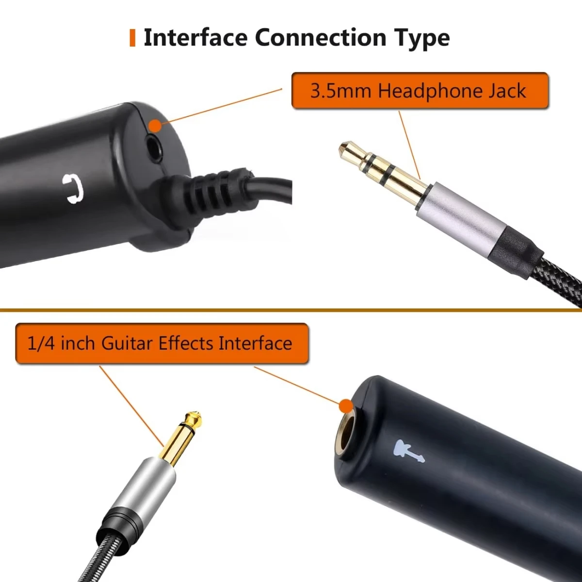 Miwayer กีตาร์ Interface Converter สําหรับโทรศัพท์กีตาร์อินเทอร์เฟซเสียงกีตาร์ Line Converter อุปกรณ์กีตาร์