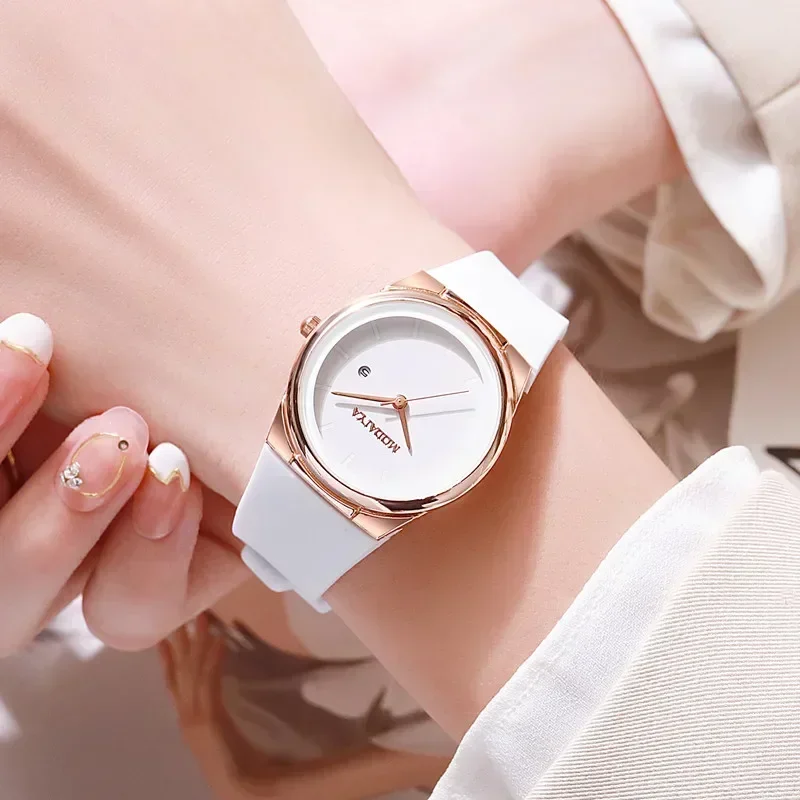 Reloj de cuarzo nuevo con correa de silicona, relojes para estudiantes, Reloj de pulsera minimalista a la moda con calendario para Mujer, Reloj para Mujer, triangulación de envíos