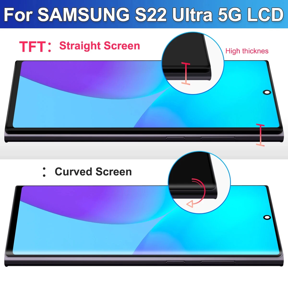 6.78" S22 Ultra Super Amoled for Samsung Galaxy S22 Ultra Lcd Display with Frame S908B S908U Digital Touch Screen Replacement