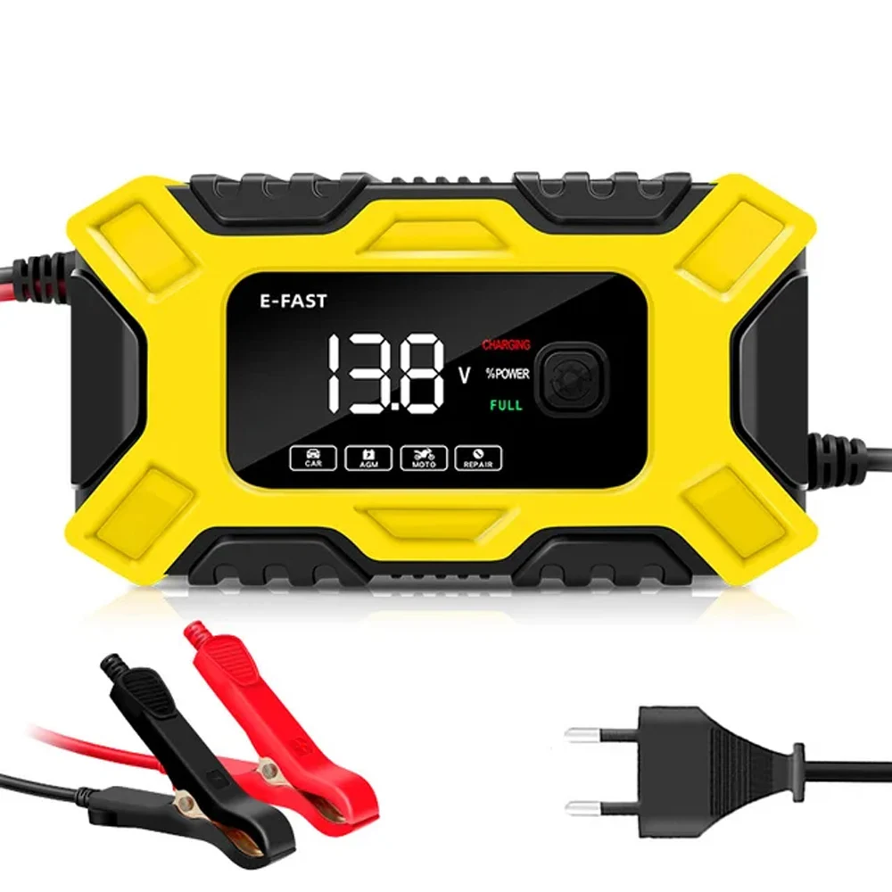 Cargador de batería de coche, reparación de pulso inteligente de 12V, pantalla LCD, batería de coche, cargador de batería de motocicleta, cargador de reparación de batería