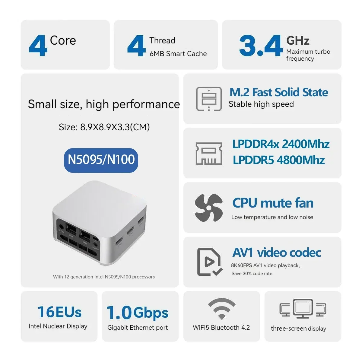 Top! FIREBAT T8 Pro Plus Mini PC Intel Celeron N5095 N100 Desktop Gaming Computer 8GB 16GB 256GB 512GB DDR4 DDR5 WIFI5 BT4.2