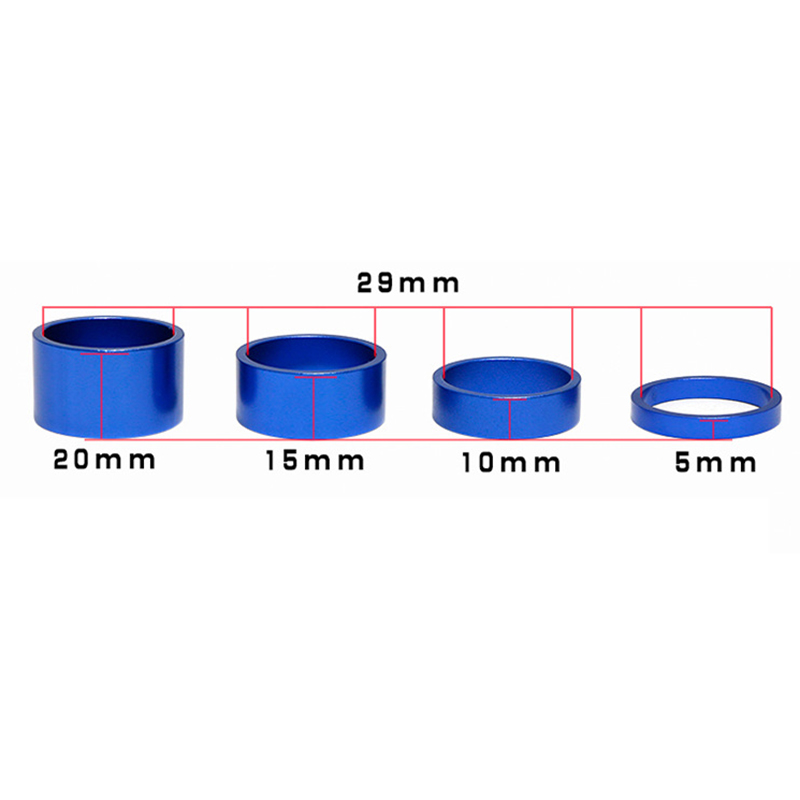 4 stks/set 5/10/15/20mm Aluminium Headset Stem Spacer MTB 28.6mm Vork wasmachine Cap voor Racefiets Fietsen, Zilver