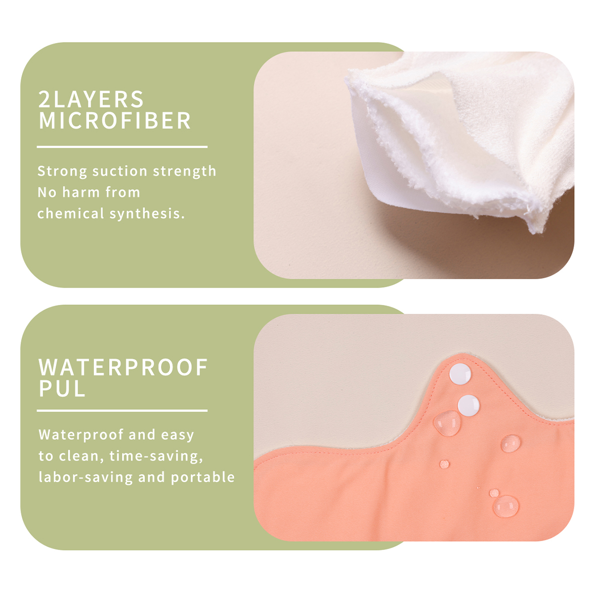 Compresas menstruales reutilizables para mujeres grandes, compresas sanitarias gruesas, lavables, altamente absorbentes, gruesas, pesadas, 10 unids/set