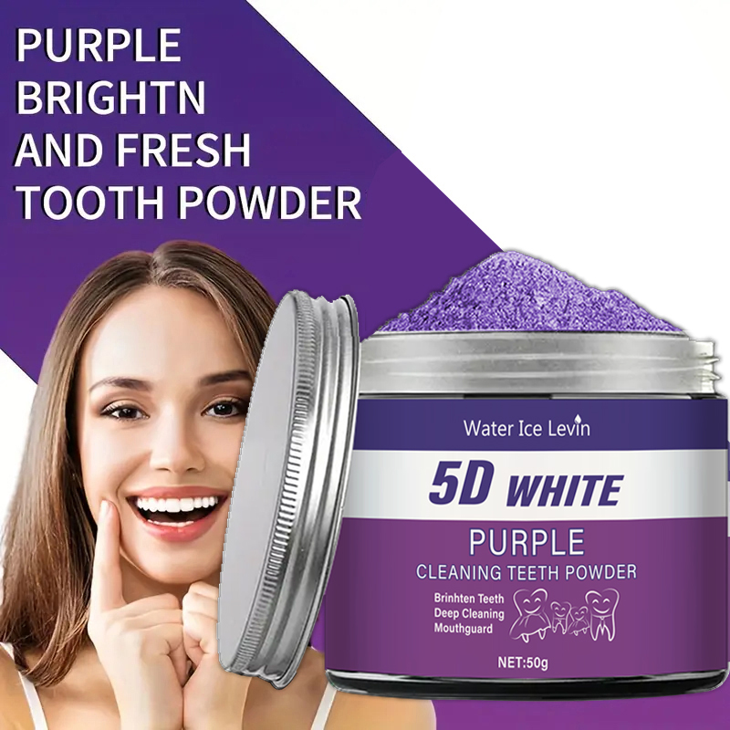 Purple Teeth Whitening Powder, 50g - Deep Cleaning and Teeth Cleaning Powder, Fresh Breath Toothpaste, Natural Pearl Essence