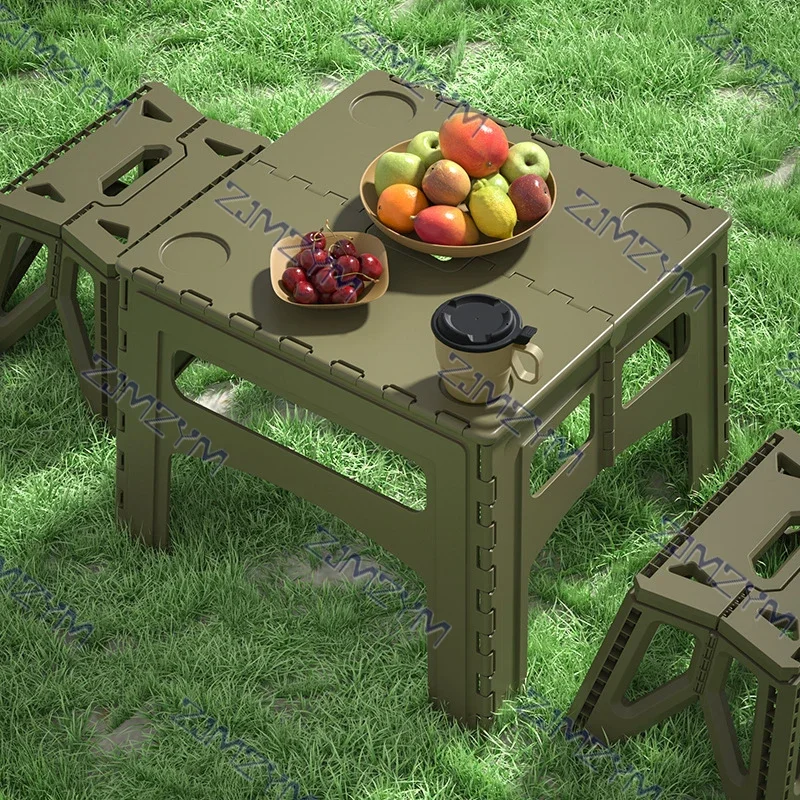 Conjunto De Mesa De Plástico De Acampamento Portátil, Mesa Dobrável Ao Ar Livre, Equipamento De Piquenique Simples, Suprimentos
