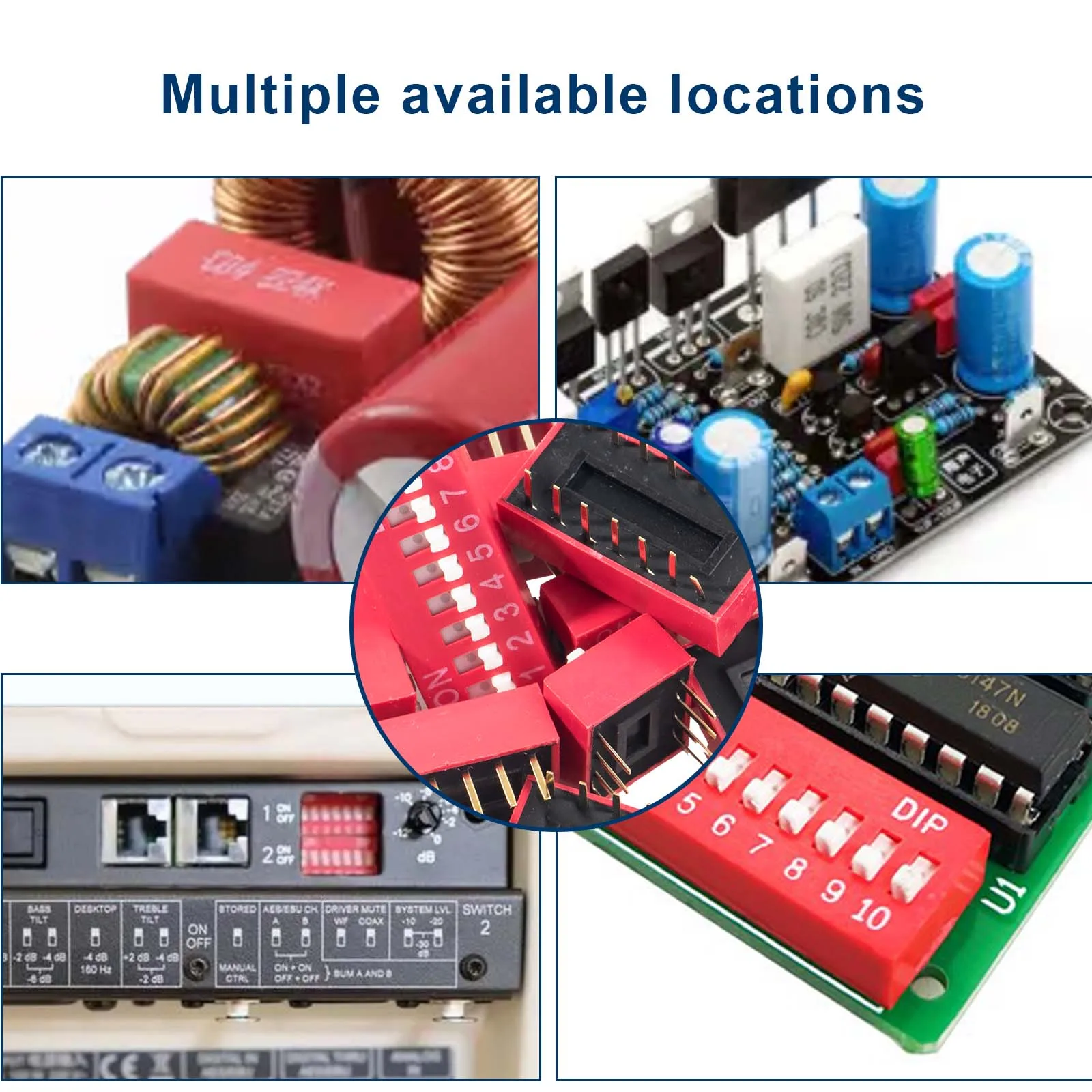 10pcs Slide Type Dip Switch Double Row Toggle Switches Module 2.54mm 1 - 12 Position For Circuit Breadboards