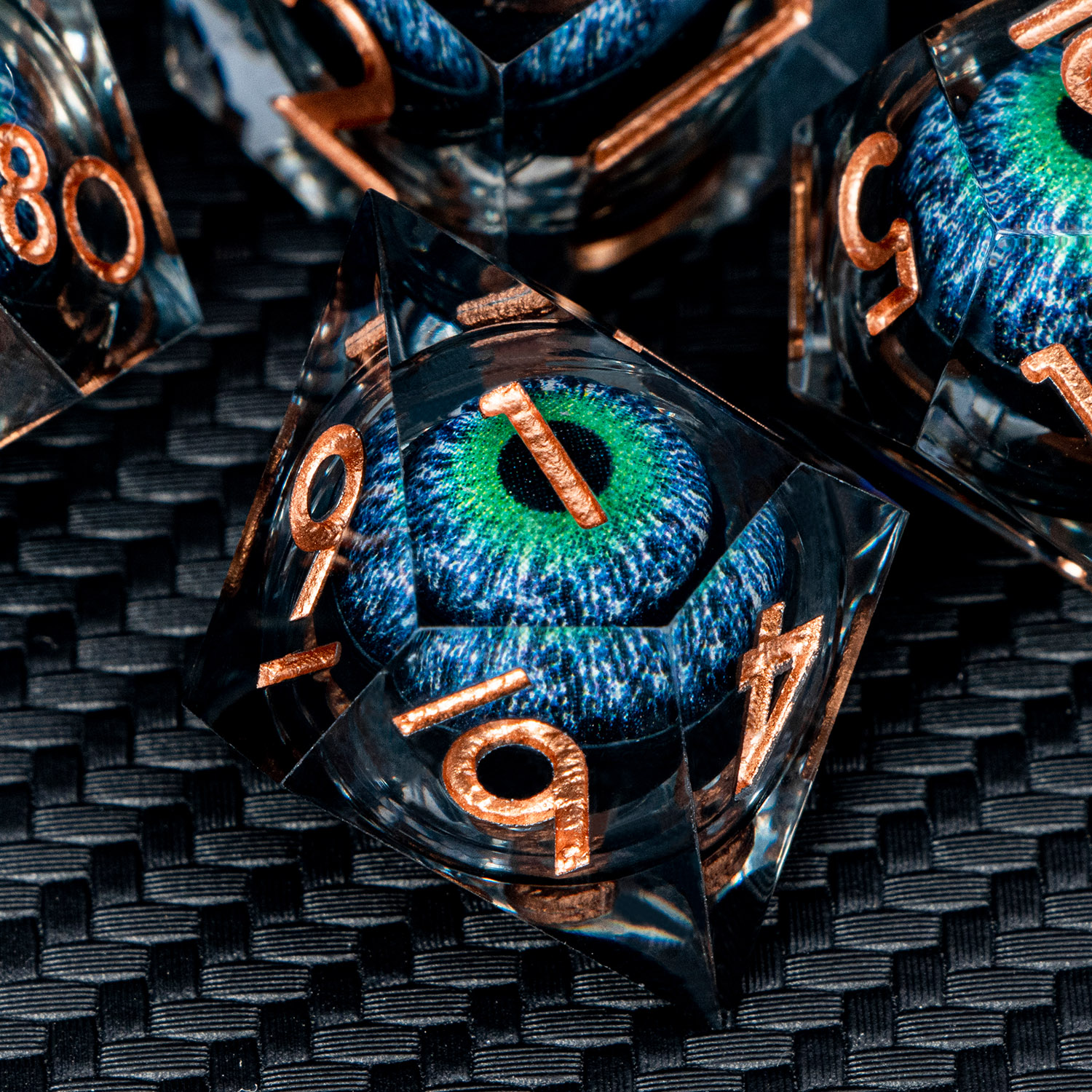 Dnd D20 ブラックブルーリキッドフローアイダイスセット & リング D と D シャープエッジダイスダンジョンとドラゴンパスファインダーロールプレイングゲーム用