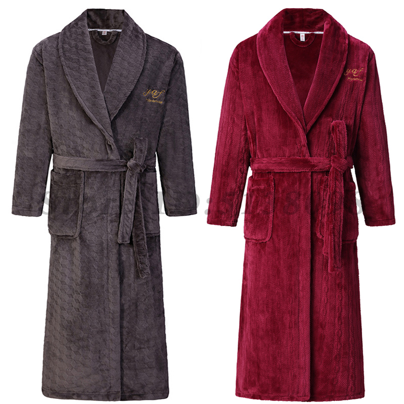 ฤดูหนาว Thicken ยาว Robe ผู้ชายผู้หญิง Flannel ชุดนอน PLUS ขนาด 3XL 4XL เสื้อคลุมอาบน้ําชุดสวมใส่ Coral ขนแกะนุ่ม WARM ชุดนอน