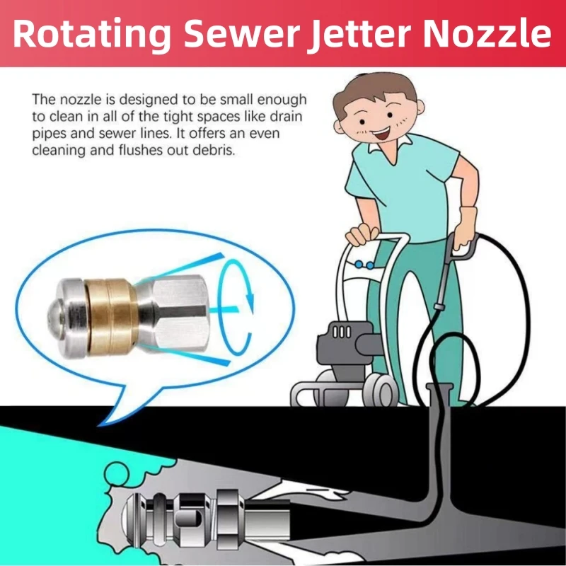Sewer Drainage Cleaning Hose, High-Pressure Cleaning Machine Hose Kit, Rotary Button Nozzle,  For Karcher cleaning machine