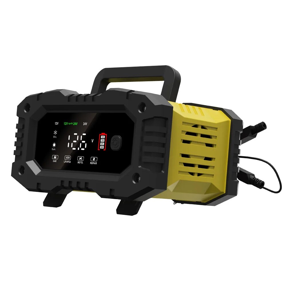 FOXSUR 20A/10A 車オートバイバッテリー充電器 12V/24V スマート充電器リチウム AGM ゲル鉛酸 LiFePO4 バッテリー充電器