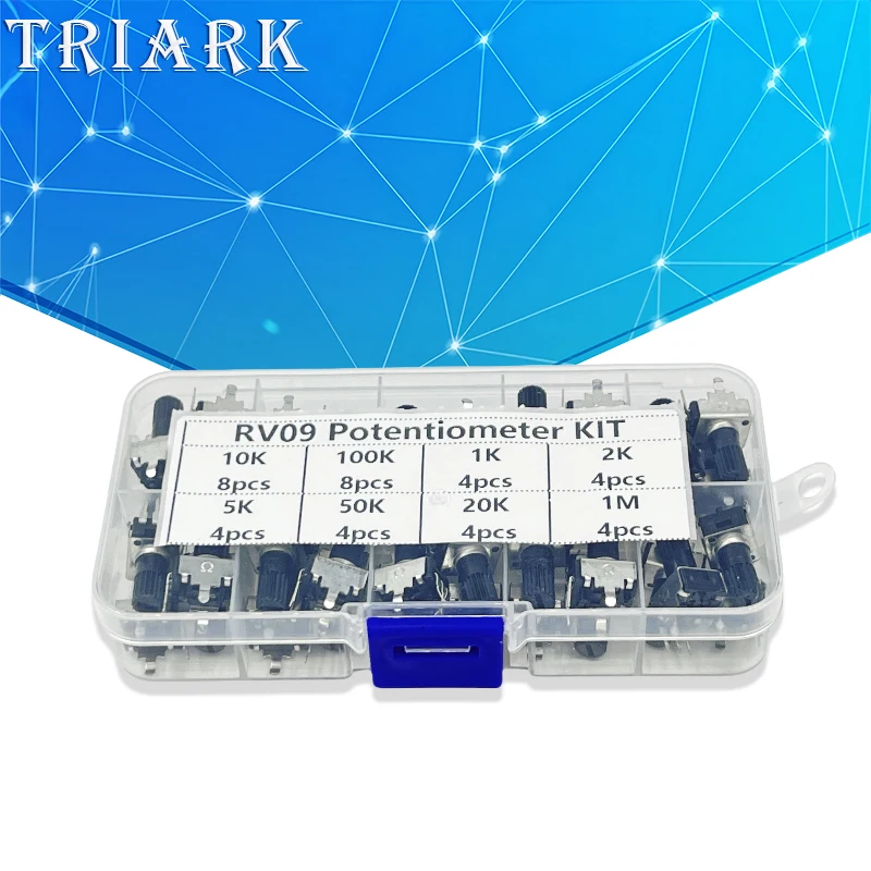 Kit RV09 eje Vertical de 12,5mm 1K 2K 5K 10K 20K 50K 100K 1M 0932 resistencia ajustable 9 tipo potenciómetro giratorio de sello de 3 pines