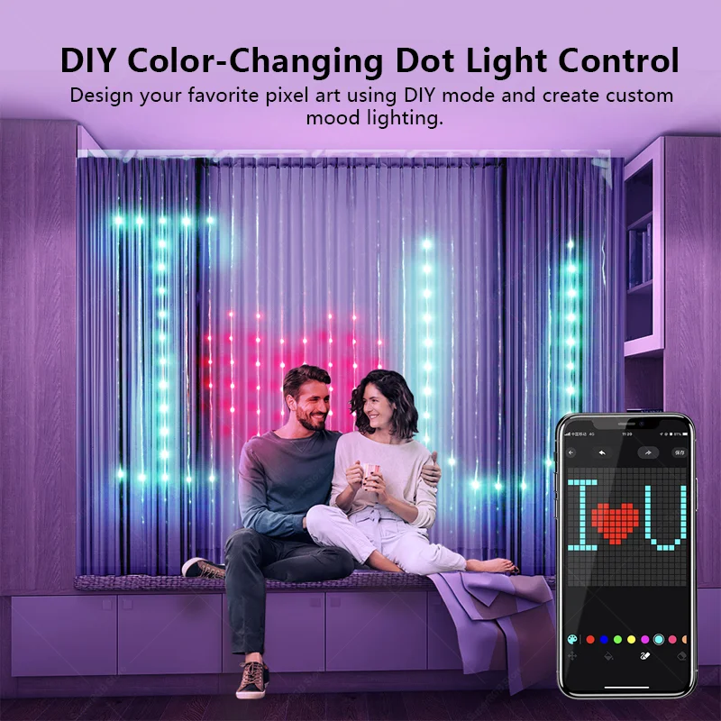 400 LED Smart Curtain Lights String Lights with Smart App Remote Control Music Sync Christmas Curtain String Outdoor Fairy Light