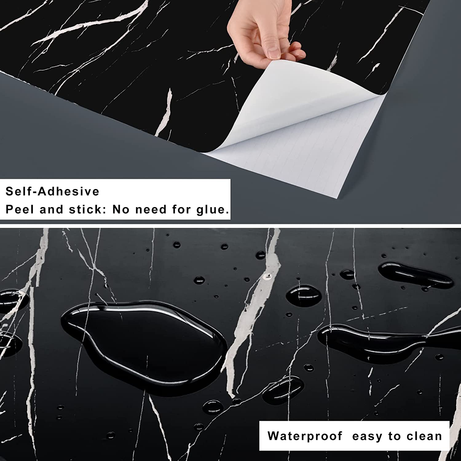 60 センチメートル幅 PVC 耐油大理石の壁紙キッチンの壁の装飾自己粘着防水コンタクト紙浴室のカウンタートップ