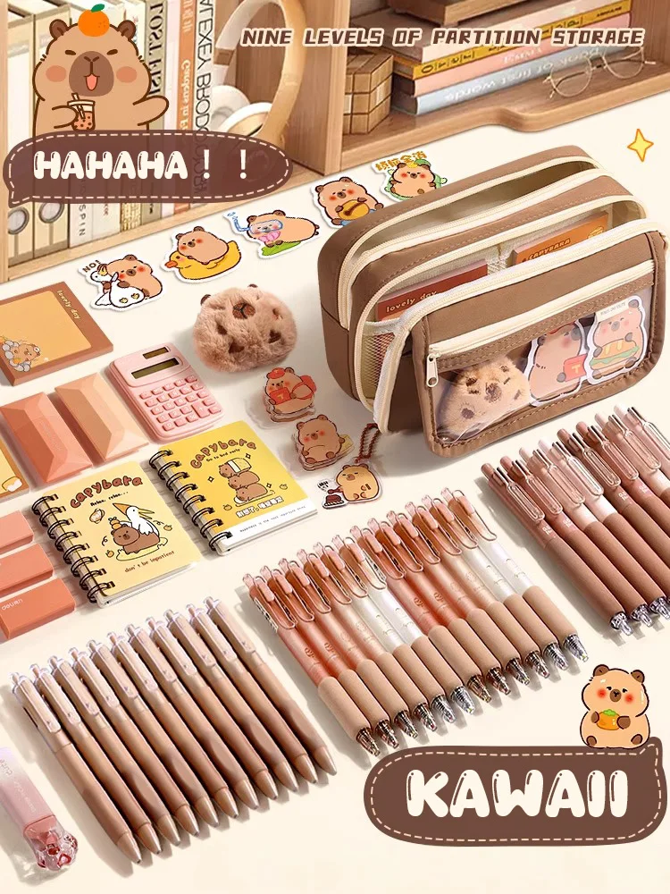 Kawaii 대용량 연필 모세관 케이스 학교 가방 파우치 박스 학교 용품 용품 소녀 키트 귀여운 편지지