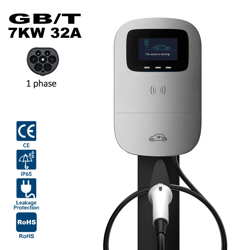 JIGU Wall mounted 7.6KW 32A gbt ev charger Electric Vehicle Charging Station 1 phase 240V GB/T Charging Cable For Electric Car