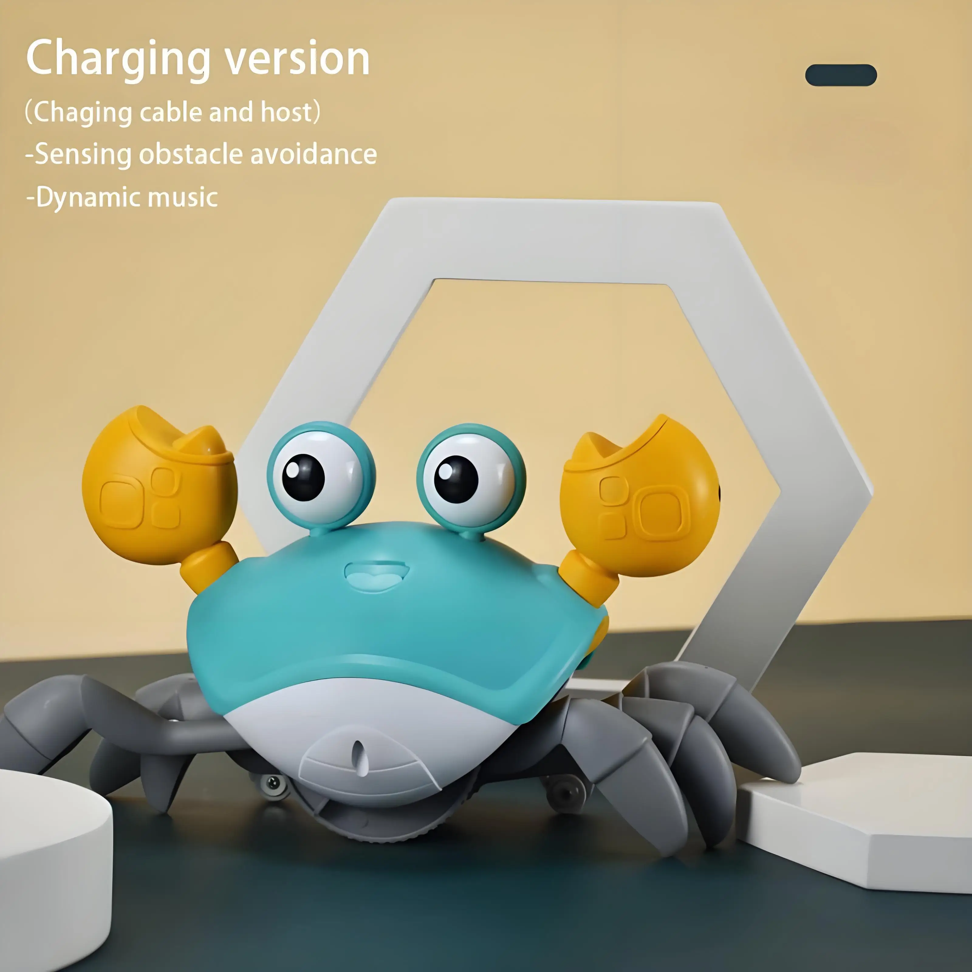 Quente 1pc fuga caranguejo função de detecção automática crianças rastejando evitando obstáculos animal de estimação eletrônico com música