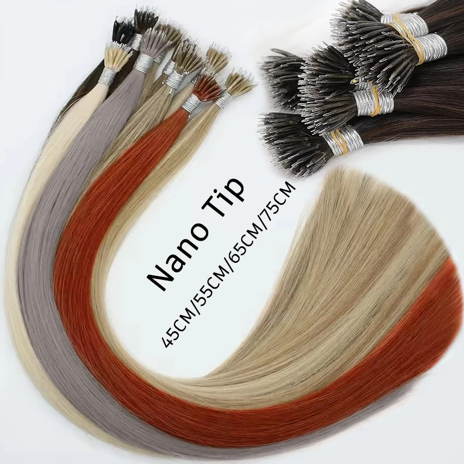 ตรงผม NANO Ring TIP ต่อผมธรรมชาติมนุษย์ FUSION Hair Extensions ชุด Keratin แคปซูลสีน้ําตาลสีบลอนด์ 30 นิ้ว