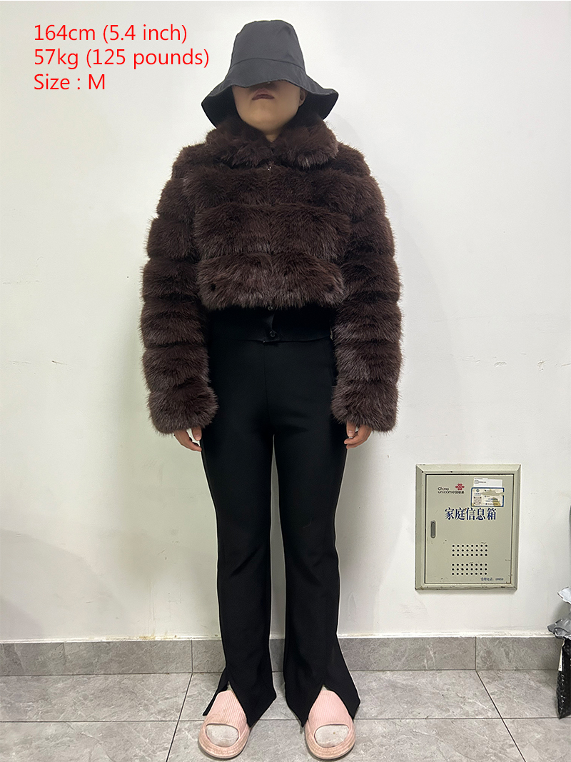 สบายๆสีขาวสีดําปุยฤดูใบไม้ร่วงฤดูหนาว Faux FUR Coat ผู้หญิงสั้นเสื้อแขนยาว Cropped PUFFER FUR JACKET สําหรับผู้หญิง Outwear