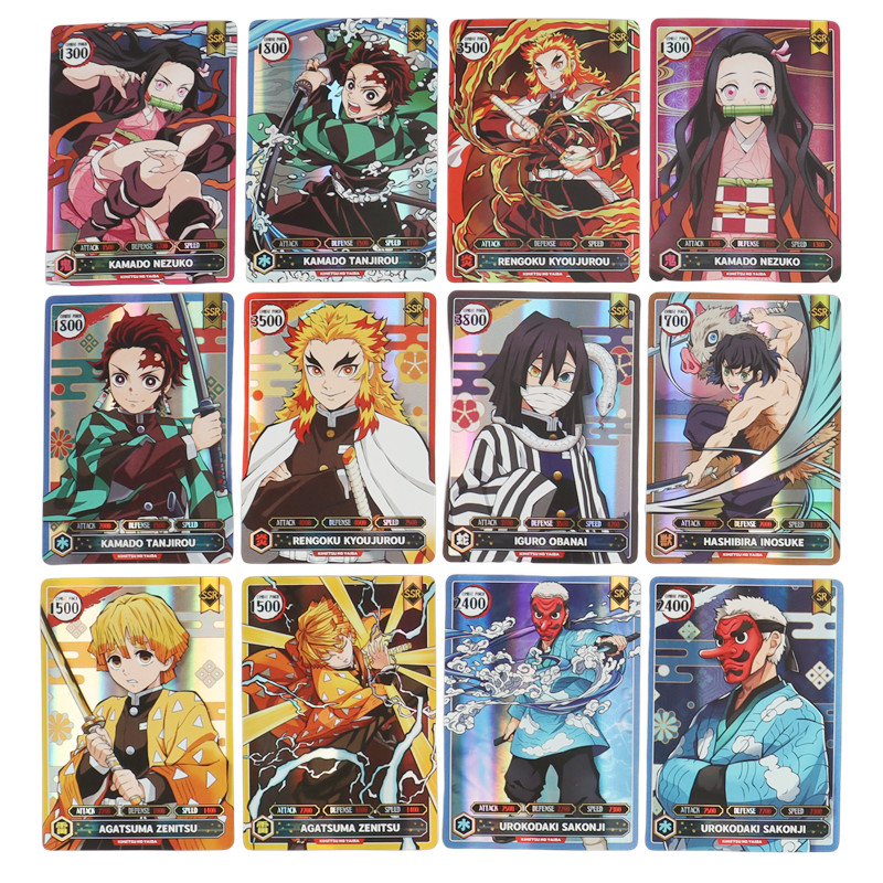 50PCS Demon Slayer การ์ดภาษาอังกฤษรุ่น SSR การ์ด Ultra Rare การ์ด Tanjirou Kamado Nezuko คอลเลกชันตัวละครการ์ด