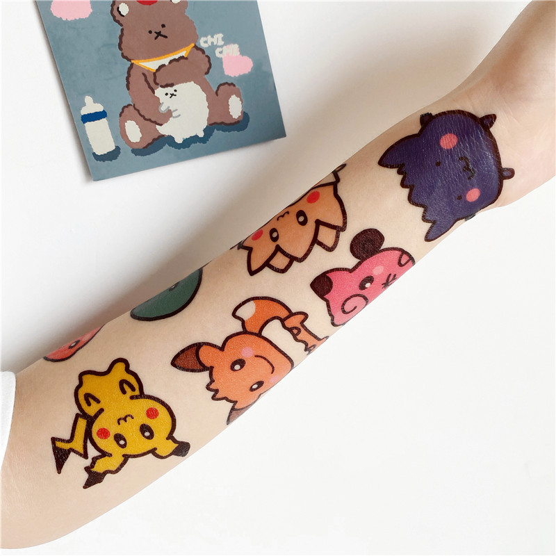 30 pçs original pokemon tatuagem adesivos dos desenhos animados à prova dwaterproof água pikachu adesivo engraçado kawaii crianças menina natal presente de aniversário brinquedo
