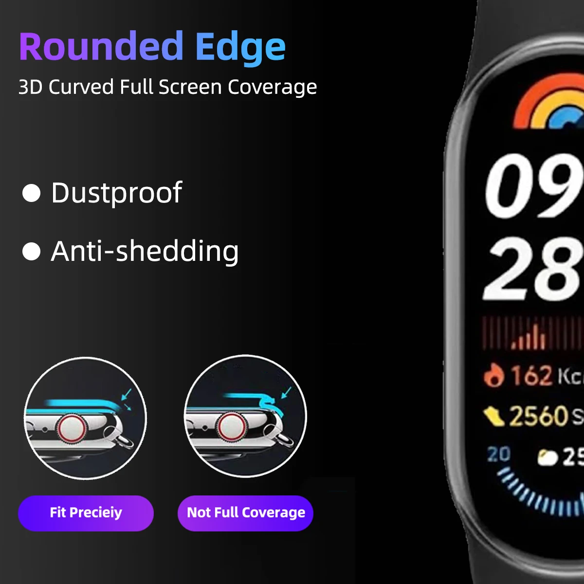 Screen Protector for Xiaomi Mi Band 9, TPU Full Coverage Anti-scratch HD Protective Film, Accessories for Miband 9 (Not Glass)