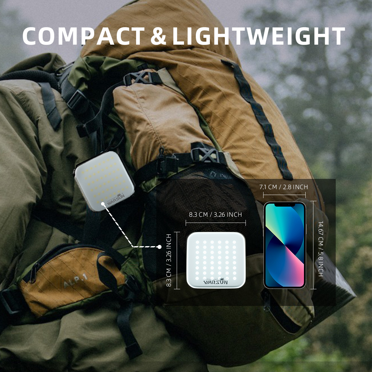Warsun Camping lumières étanche IPX6 SMD Rechargeable extérieur suspendus lumières Portable lumière de remplissage travail entretien éclairage