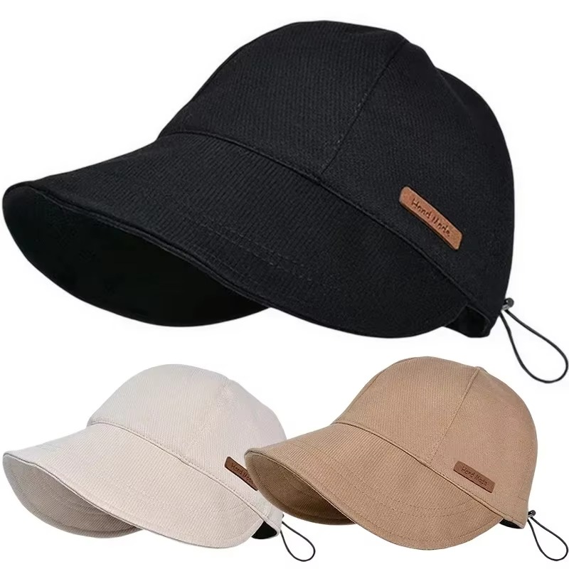 여성용 접이식 Sunhat 여름 야외 해변 어부 모자 선 스크린 UV 보호 모자 조정 가능한 코튼 와이드 브림 버킷 캡