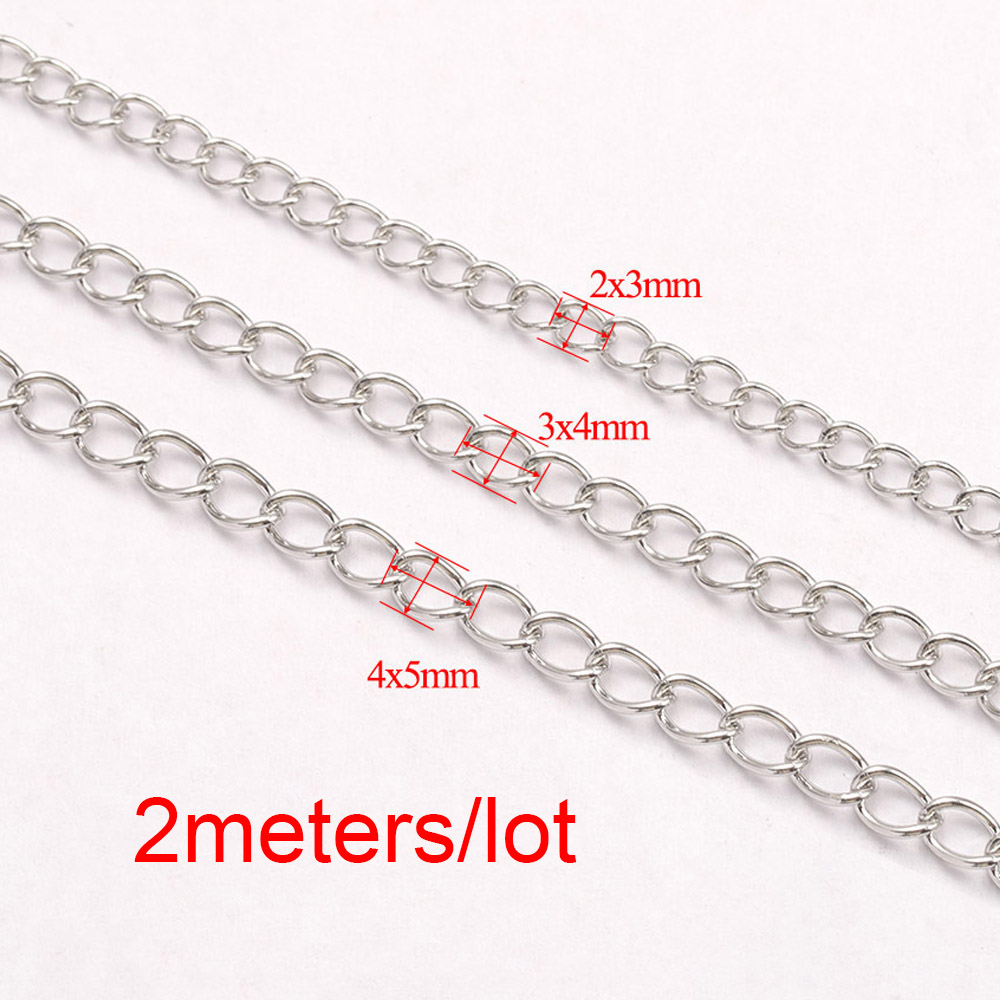 Corrente de extensão de aço inoxidável de 2 metros 2/3/4mm colar de ouro pulseira acessórios de corrente corporal faça você mesmo