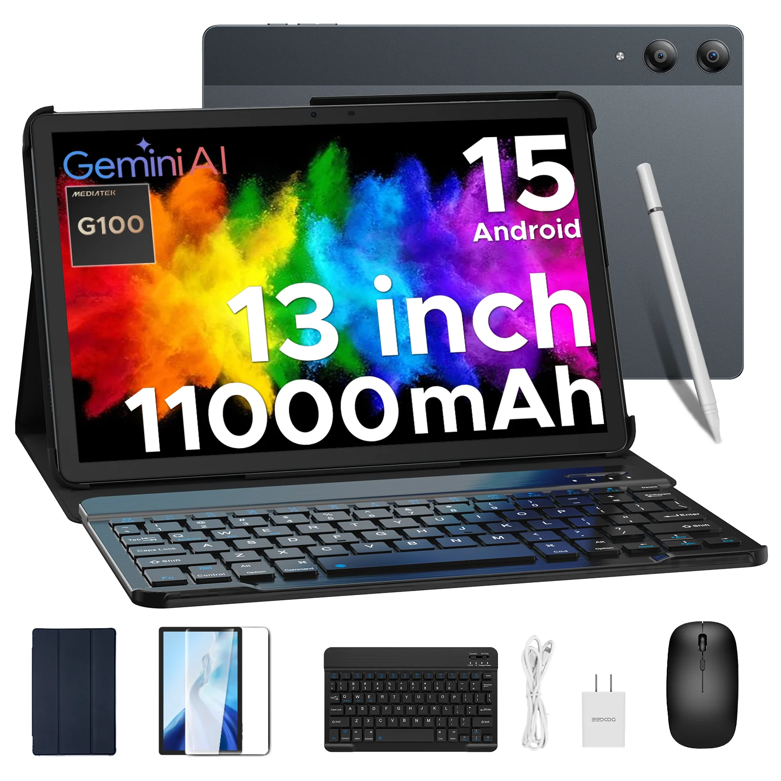 Doogee Tab E3 Pro 2-in-1-Tablet-PC 13 Zoll Android 15 Gemini Ai 32 GB Ram (8 + 24) 256 GB 11000 mAh Akku Helio G100 Octa Core Tablet-PC