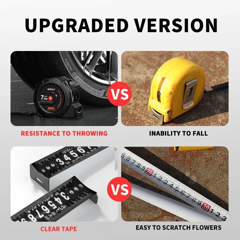 Herramientas de medición de alta precisión, regla de carpintería para el hogar, cinta métrica gruesa impermeable y anticorrosión, 3/5/7, 5/